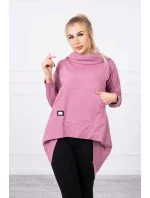 Mikina s kapucí s dlouhými zády tmavě růžová Mikina s kapucí s dlouhými zády tmavě růžová