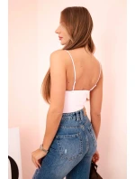 Dámská halenka s ramínky s řasením pudrově růžová