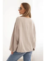 Dámská blůza s viskózou s nařaseným výstřihem a ozdobou fango