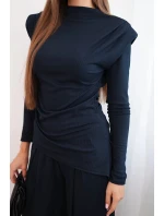 Dámský bavlněný komplet s blůzou a kalhotami s širokými nohavicemi granátový