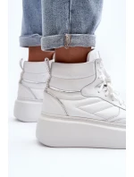 Zazoo 3392/X Dámské Kožené Sportovní Boty Na Platformě Bílé