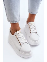Dámské kožené tenisky na platformě CheBello 4367 bílé
