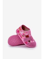 Dětské pantofle Milami na suchý zip s jahodami růžové Reathiana
