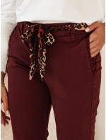 Dámské džínové kalhoty CHARMYOU s páskem vínové FashionStreet UY2271 Dámské džínové kalhoty CHARMYOU s páskem vínové FashionStreet UY2271