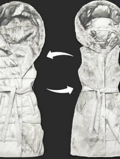 Hrubší oboustranná péřovo-kožešinová vesta v barvě ecru Minority (P3-6035-12)