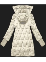 Prošívaná dámská bunda v barvě ecru pro přechodné období s úpletovými stahovacími lemy Libland (LD-7775) Prošívaná dámská bunda v barvě ecru pro přechodné období s úpletovými stahovacími lemy Libland (LD-7775)