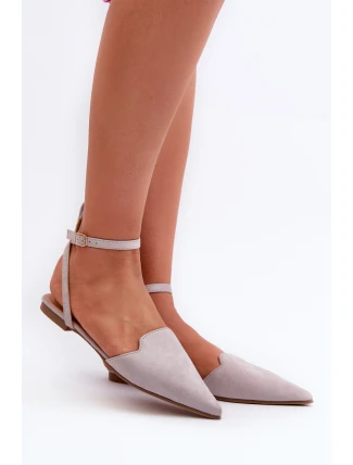 Šedé baleríny z ekologického semiše s špičatými špičkami Ellesara