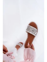 Dámské Pantofle Na Plochém Podpatku Se Zdobením Bílé Dorfedi