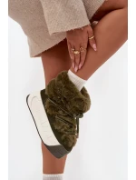 Dámské sněhule na masivní platformě s tkaničkami a kožešinou Kalivira