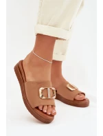 Dámské pantofle s zlatým detailem Camel Elmera