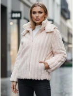 Dámská kožešinová bunda s kapucí růžová FashionStreet TY5277z