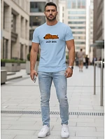 Pánské bavlněné tričko s potiskem modré FashionStreet NX5092R Pánské bavlněné tričko s potiskem modré FashionStreet NX5092R