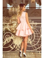 207-3 ALEXIS - exkluzivní šaty s krajkovým výstřihem a pěnou - PASTEL ROSE