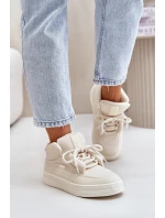 Zateplené dámské tenisky Big Star OO274A531 Krémové