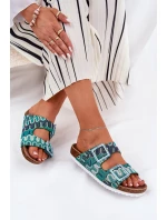 Dámské Pantofle S Přezkami A Briliantem S.Barski RB51-006 Zelené Dámské Pantofle S Přezkami A Briliantem S.Barski RB51-006 Zelené