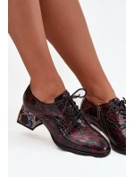 Kožené lakované dámské polobotky na podpatku s krystaly Artiker 57C0073 bordó Kožené lakované dámské polobotky na podpatku s krystaly Artiker 57C0073 bordó