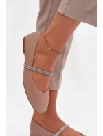 Dámské baleríny s lesklými pásky tmavě béžové Ilirene Dámské baleríny s lesklými pásky tmavě béžové Ilirene