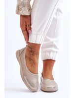 Kožené dámské prolamované baleríny Béžová Lucy