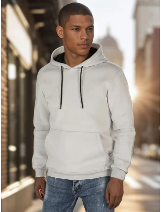 Pánská základní mikina s kapucí světle šedá FashionStreet BX5862