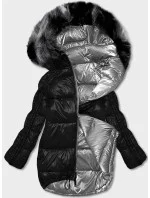 Šedo-černá oboustranná oversize bunda (h-1088-61) Šedo-černá oboustranná oversize bunda (h-1088-61)