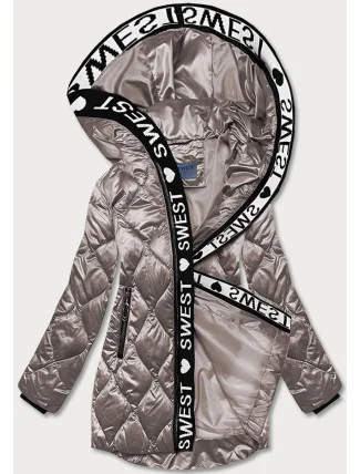 Béžová dámská bunda s ozdobnou lemovkou (B8113-12)