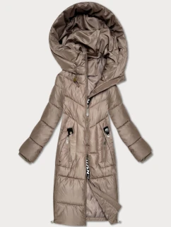 Tmavě béžová zimní vypasovaná bunda v délce do poloviny stehen S'West (B/R8535-12)
