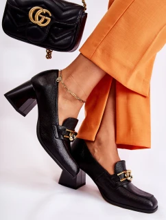 Kožené lodičky s řetízkem Laura Messi 2515 Black