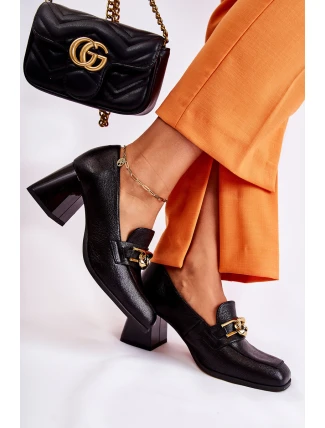 Kožené lodičky s řetízkem Laura Messi 2515 Black