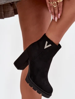 Dámské zimní boty na podpatku s ozdobným detailem černé Briella