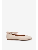 Dámské baleríny s páskem a přezkou Janelor – béžové
