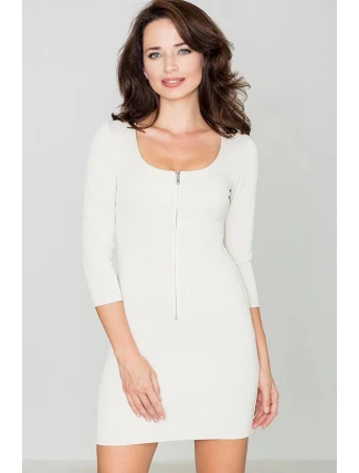 Dámské šaty K104 béžové - Katrus Dámské šaty K104 béžové - Katrus