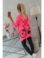 Mikina s potiskem kola růžová neonová
