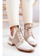 Kožené kozačky Maciejka 05541-25 Světle béžová