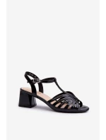 Lakýrované dámské sandály na podpatku Sergio Leone SK880 černé Lakýrované dámské sandály na podpatku Sergio Leone SK880 černé
