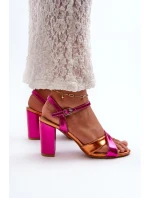 Ekologické kožené sandály na vysokém podpatku fuchsie Abilica