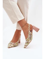 Sandály S Pletením Na Podpatku Růžové Ebina