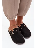 Dámské pantofle s kožešinou s klipem Černé Sylisse