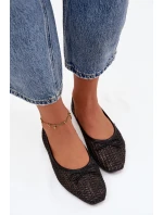 Dámské baleríny s pletením a mašlí Belirra – černé