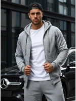 Pánská rozepínací mikina s kapucí šedá BX2412