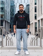 Pánská mikina s kapucí a kapesem na hrudi s potiskem, tmavě modrá, FashionStreet NX5150BX Pánská mikina s kapucí a kapesem na hrudi s potiskem, tmavě modrá, FashionStreet NX5150BX