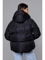 Černá bunda pro přechodné období s prošívanými rukávy (5M3113-392)