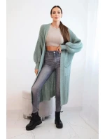 Dlouhý svetr kardigan světle mátový Dlouhý svetr kardigan světle mátový