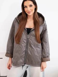 Dámská jarní prošívaná bunda s kapucí a zipem fango