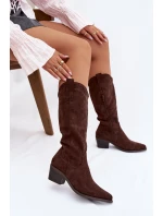 Kozačky Kovbojky Dámské Čokoládové Jazelle Kozačky Kovbojky Dámské Čokoládové Jazelle