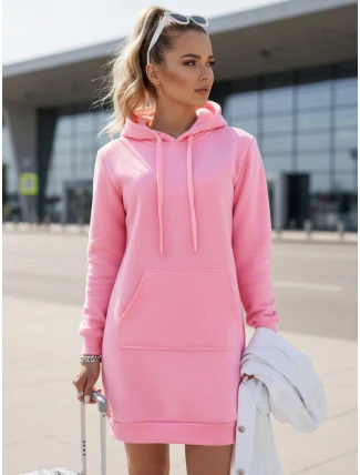 Dámská dlouhá mikina s kapucí oversize TIMMY pink FashionStreet EY1939