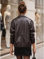 Dámská bunda ve stylu „ramones“ z ekologické kůže, hnědá, FashionStreet TY5918 Dámská bunda ve stylu „ramones“ z ekologické kůže, hnědá, FashionStreet TY5918