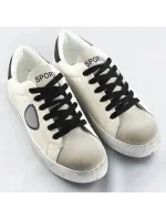 Bílo-černé dámské tenisky trampky z různých spojených materiálů (1088) Bílo-černé dámské tenisky trampky z různých spojených materiálů (1088)