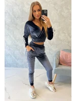 Velurová souprava s nápisem Queen graphite Velurová souprava s nápisem Queen graphite