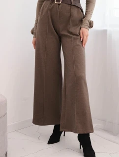 Dámské elegantní kalhoty s páskem a širokou nohavicí fango