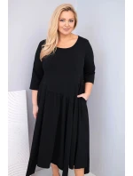 Dámská bavlněná šaty Plus Size s asymetrickým spodním lemem černá